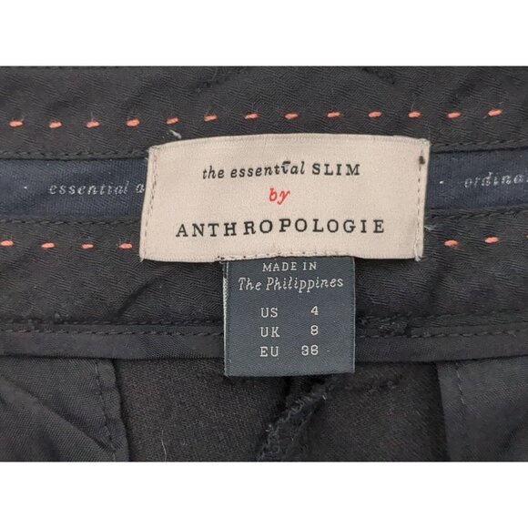 Anthropologie The Essential Slim Trouser Pants Womens 4 Black Side Stripe Retro - Picture 5 of 9